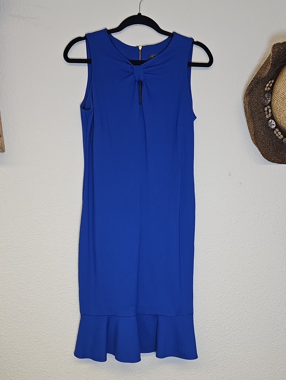 Ann Taylor Absolutely Stuning Cobalt Blue Sleeveless Dress Front Knot 32"W NWOT